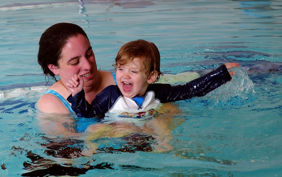 First swimming lesson.